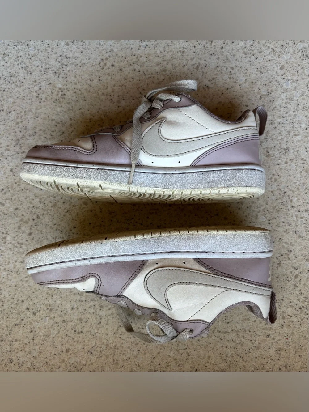 Nike Kids Shoes Court Borough Low Recraft Sneakers White Grey Purple in Size 3.5
